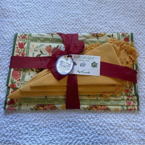 April Cornell Placemats & Napkins Set of Four (4) Olives Wine France NWT - Picture 1 of 11